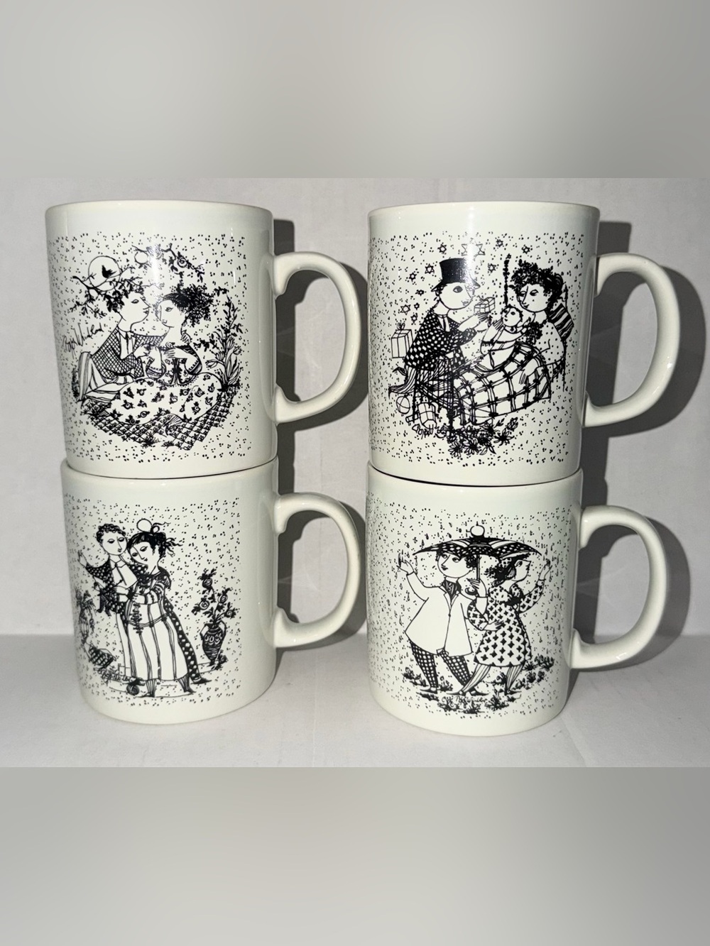 Vtg MCM Bjorn Wiinblad Nymolle Denmark Month Mug set April May November December